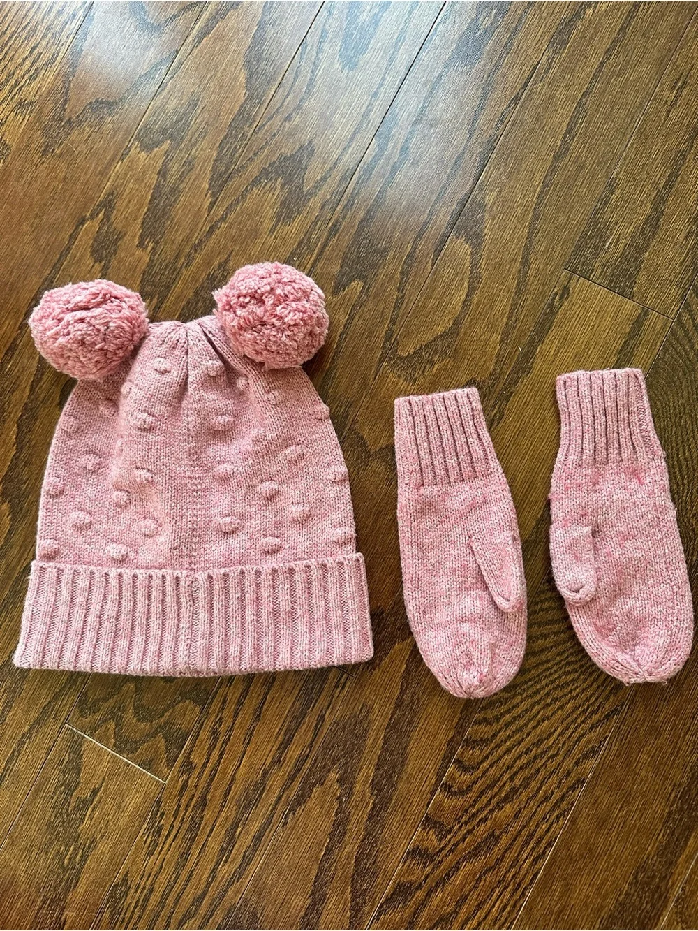 JCrew CrewCuts Pom-Pom Beanie and Mittens Set - Pink
